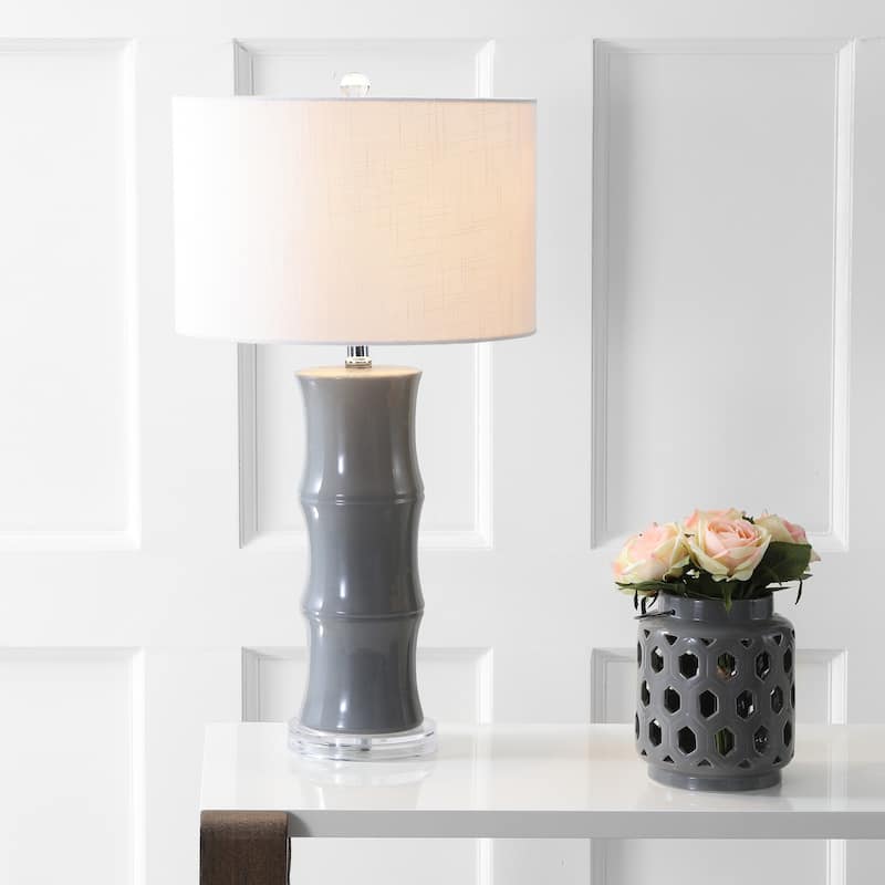 Joelie 26.5" Ceramic LED Table Lamp, Navy by JONATHAN Y - Gray