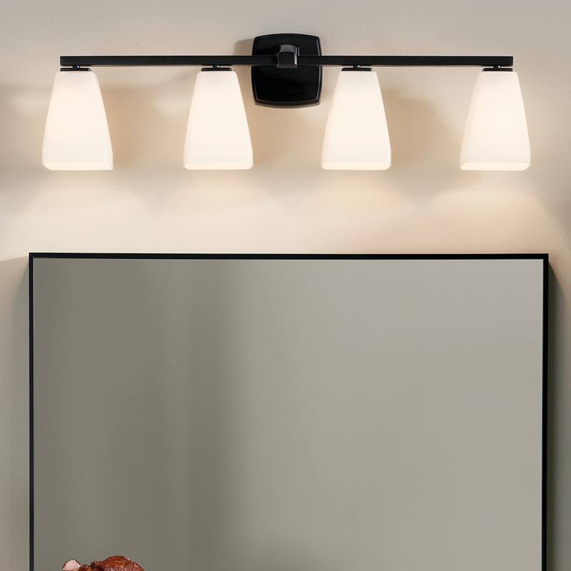 Kichler Lighting Marant 33.25" 4-Light Vanity Light with Opal Glass in Black