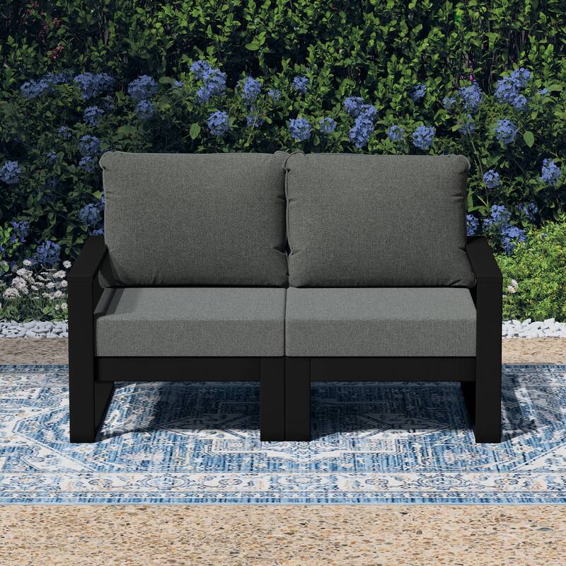 Endless Outdoor Patio Love Seat with Black Frame