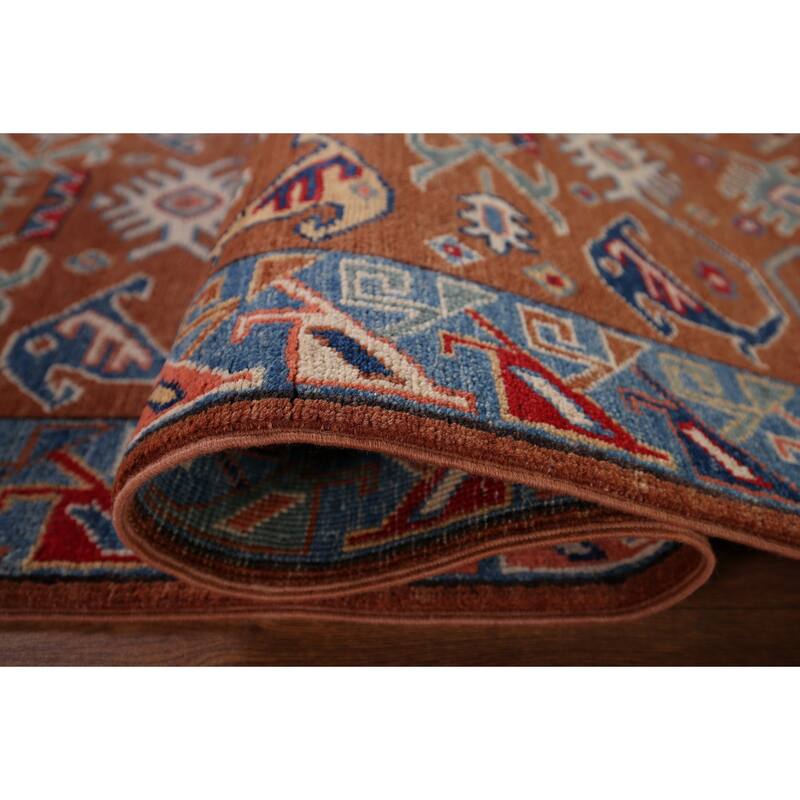 Kazak Oriental Runner Rug Handmade Traditional Orange Wool Carpet - 2'5" x 9'8"