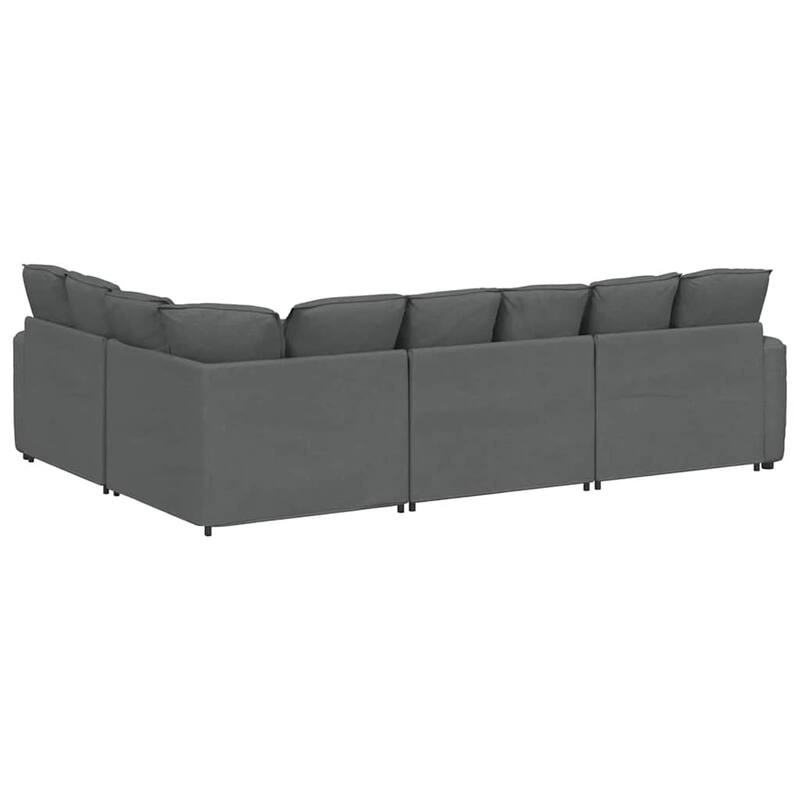 vidaXL Modular Sofa with Cushions Fabric Dark Gray - 124.8" x 85.4" x 25.2"