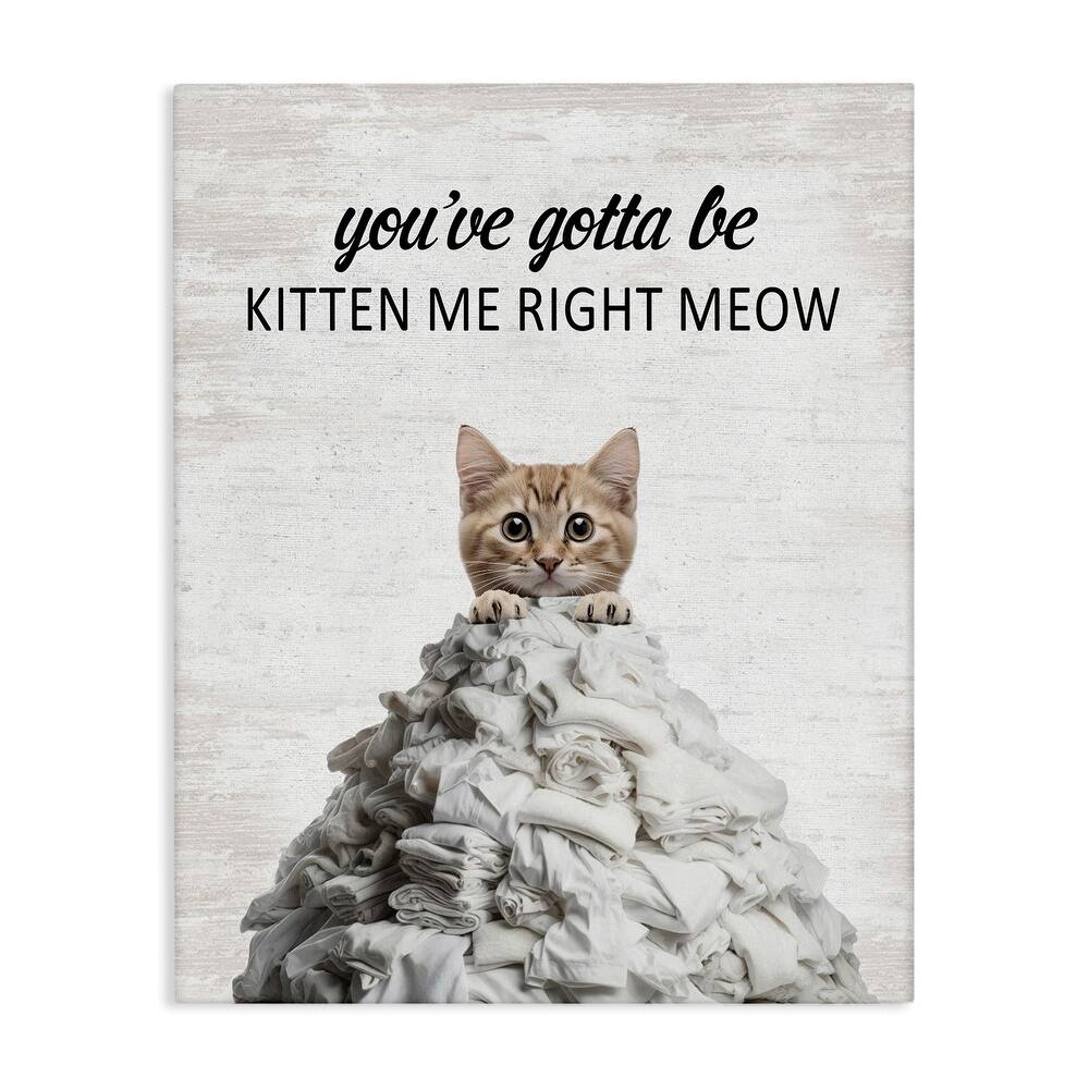 Stupell Kitten & Laundry Pile Canvas Wall Art Design By Lettered and Lined