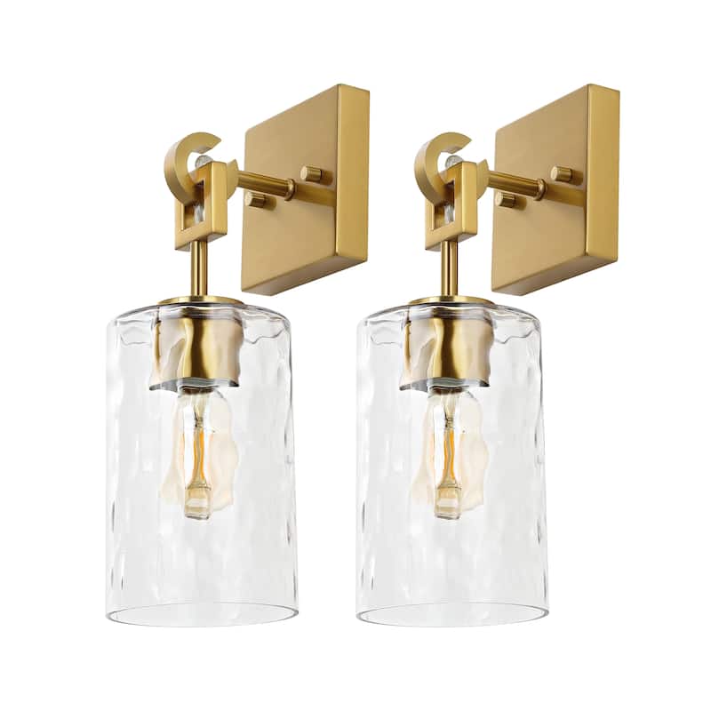 SAFAVIEH Lighting Aloys 6-inch Glass Wall Sconce with Bulbs (Set of 2) - 6.3 In. W x 4.8 In. D x 14 In. H