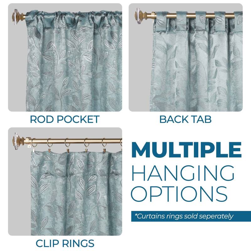 Superior Leaves Machine Washable Room Darkening Curtains with Back Tabs, Set of 2