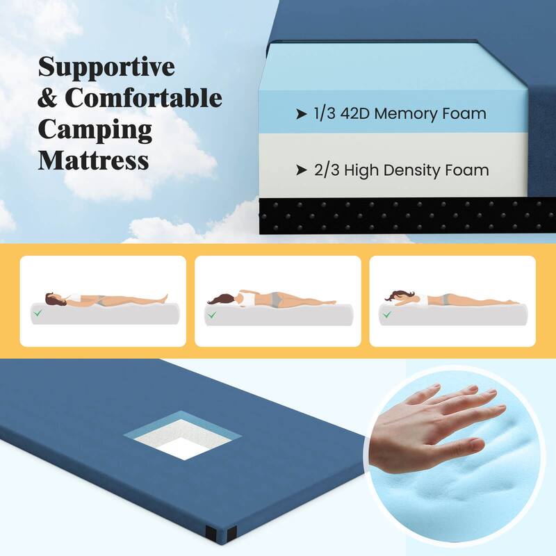 Goplus Memory Foam Camping Mattress with Anti-slip Bottom Travel Bag - See Details