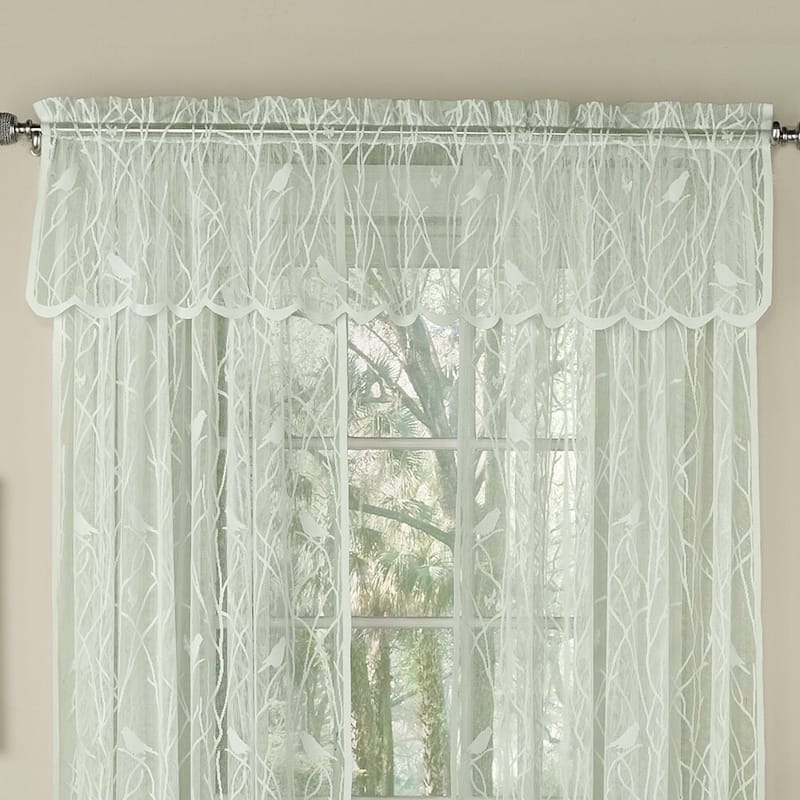 Sweet Home Collection Songbird Motif Knit Lace Window Curtains - Swag, Tier & Valance - valance