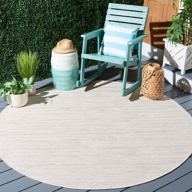 SAFAVIEH Lakeside Arianwen Indoor/Outdoor Waterproof Patio Backyard Rug - 6'7" Round - Beige