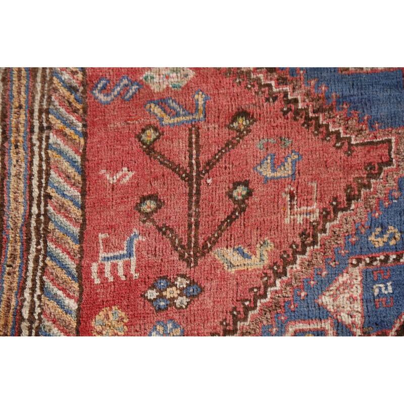 Vegetable Dye Pink Shiraz Persian Antique Rug Hand-knotted Wool Carpet - 4'5"x 6'4"