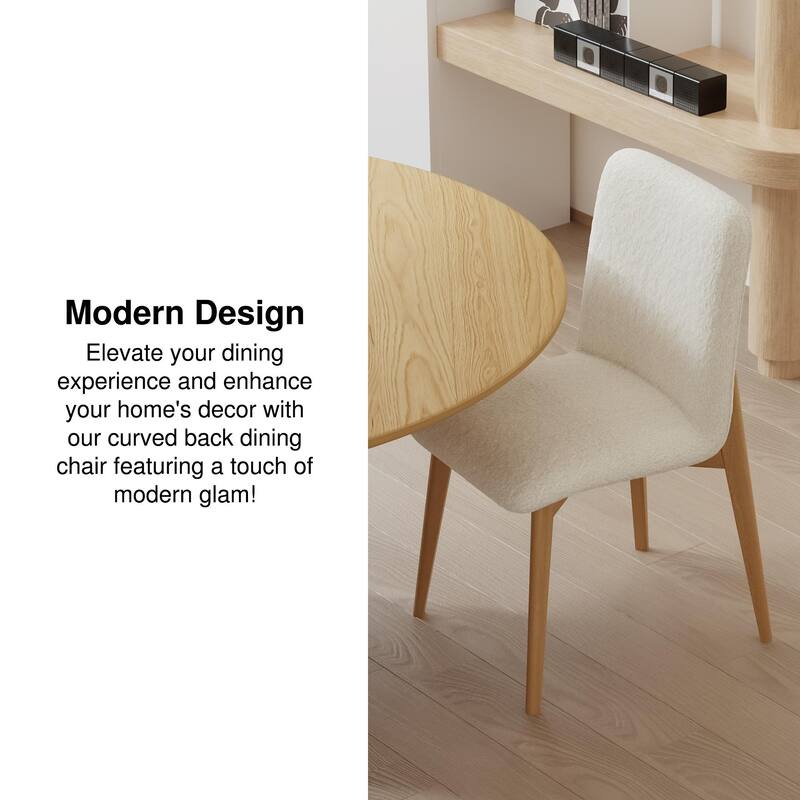2Pcs Upholstered Dining Chairs Modern Fabric Kitchen Chairs with Padded Seat & Sturdy Wood Legs Side Chairs