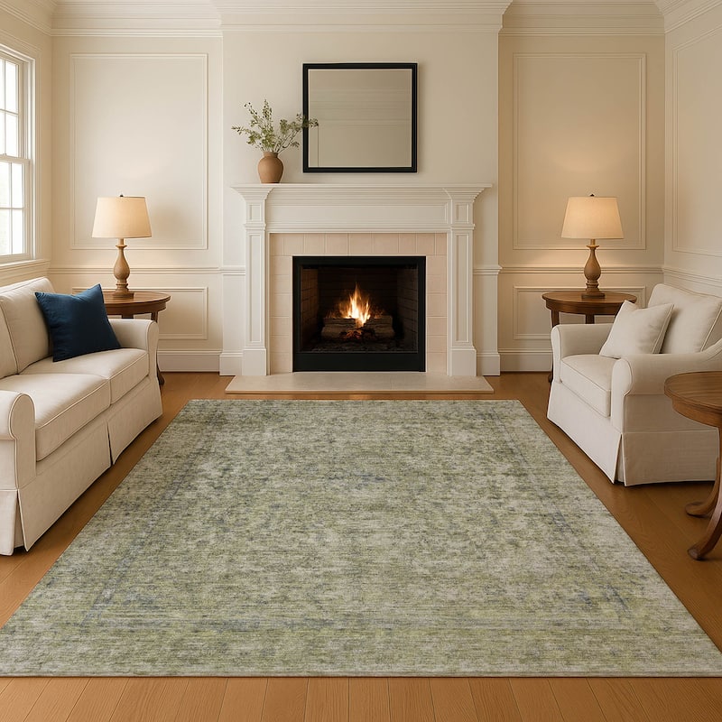 Premium Washable Super Soft Vintage Traditional Mayfield Rug - Sage - 3' x 5'