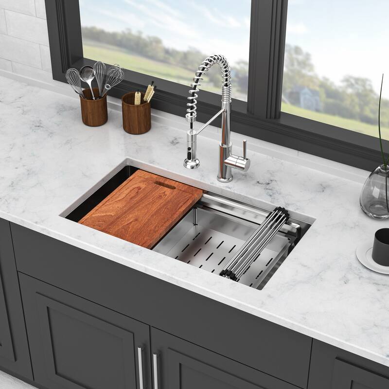 Undermount 16 Gauge Single Bowl Stainless Steel Kitchen Sink in Brushed Nickel