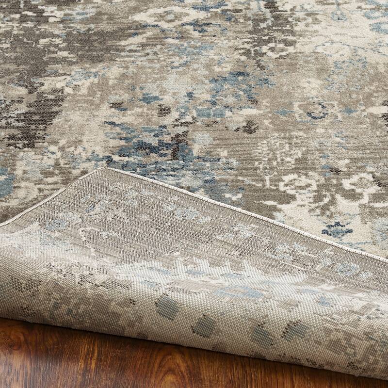 Porch & Den Hogan Distressed Ivory / Blue Geometric Area Rug