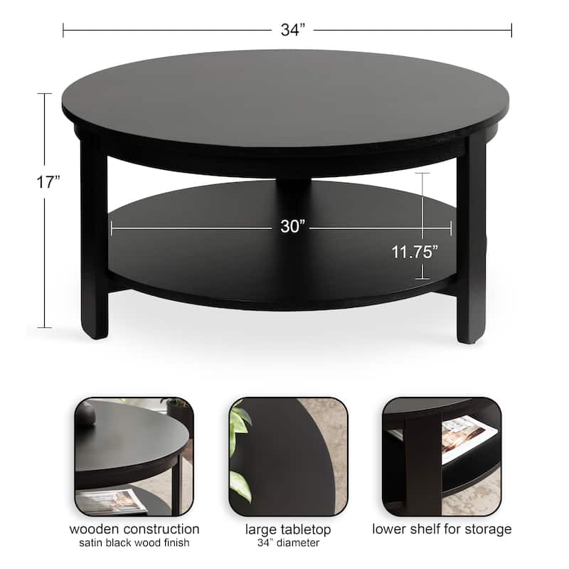 Kate and Laurel Foxford Round Wood Coffee Table
