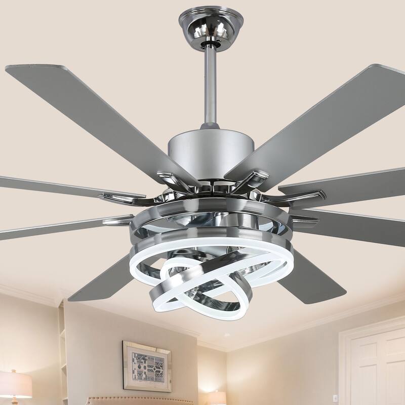 Bella Depot 72" Gold Large Ceiling Fan with Light and Remote - 72 inches - Silver