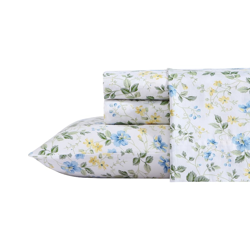 Laura Ashley Soft & Silky Sateen Printed Cotton Sheet Set