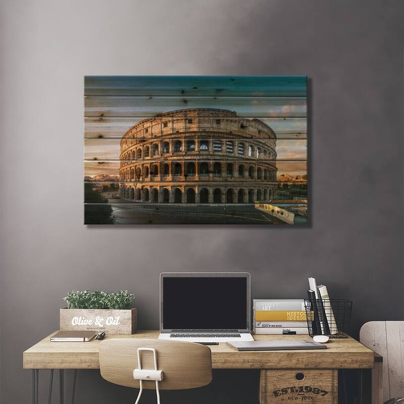 The Coliseum At Sunrise, Rome Print On Wood by Matteo Colombo - Multi-Color