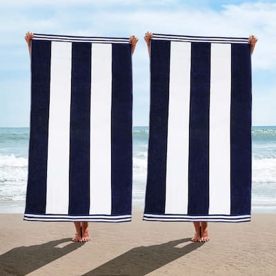 Cabana Stripe Oversized Cotton Beach 2 Piece Towel Set by Superior