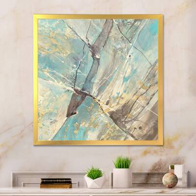 Designart "Mineral Landscape in Blue, Cream and Brown" Modern Framed Art Print