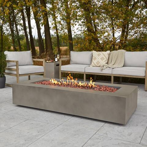 Aegean 69.75" LP Rectangle Fire Table w/NG Conversion in Mist Gray by Real Flame
