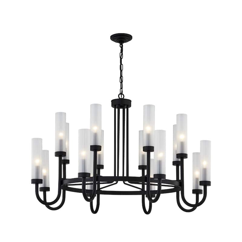 Anchor 42" Chandelier with Clear Frosted Shade - Matte Black