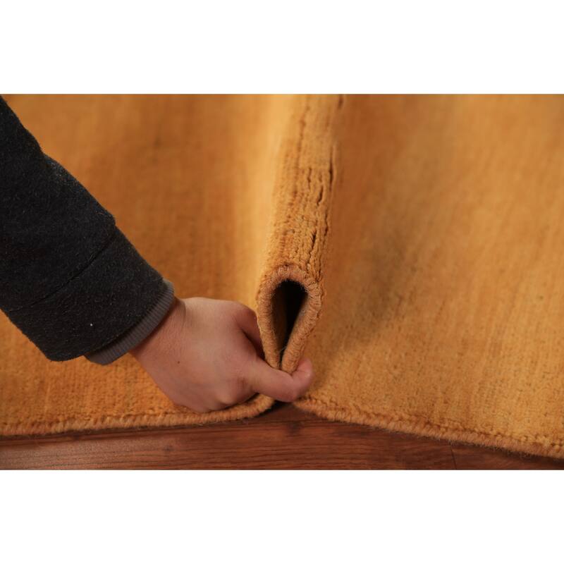 Modern Gold Gabbeh Oriental Rug Handmade Wool Carpet - 2'9" x 4'0"