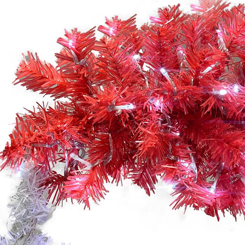 Bendable 6FT Santa Hat Style Christmas Tree with LED Lights and Metal Stand, Fake Xmas Tree for Holiday, Home, Party