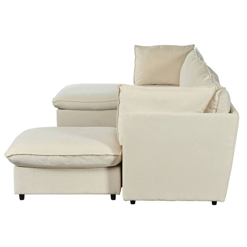 Modern Large U-Shape Sectional Sofa, 2 Large Chaise with Removable Ottomans