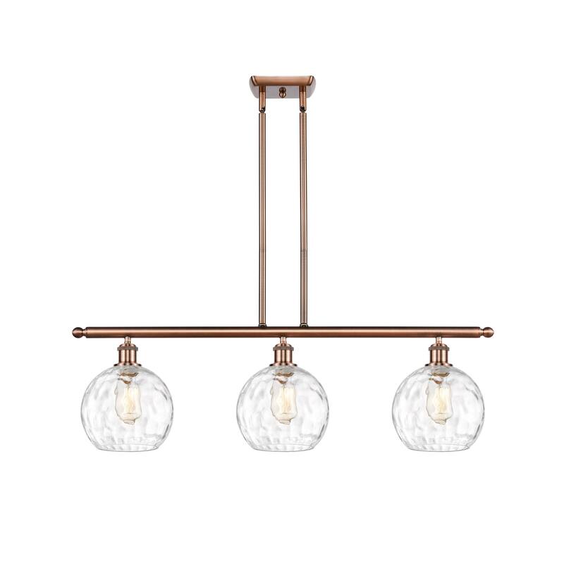 Innovations Lighting 516-3I-11-36 Athens Linear Athens 3 Light 36" - Antique Copper / Clear Water Glass