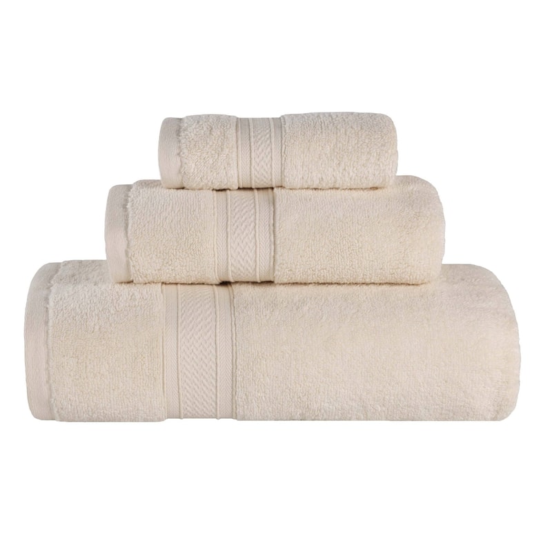 Superior Chevron Zero Twist Solid Cotton 3 Piece Bathroom Towel Set
