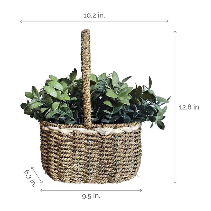 Elements Artificial Greenery in a Woven Basket, 10X13 Inch - N/A