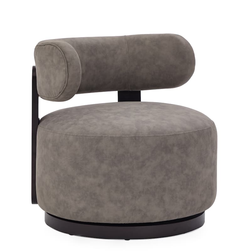 Christopher Knight Home -Modern PU Upholstered Swivel Club Chair with Wooden Base