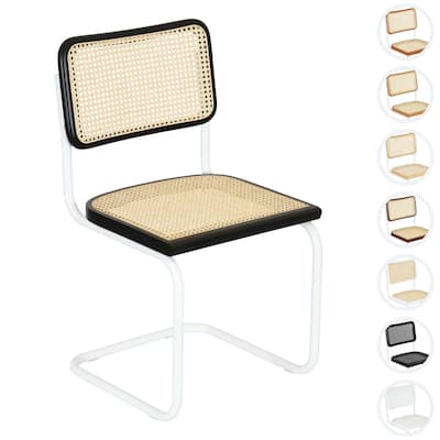 Breuer Chair Company Marcel Breuer Cesca Cane Cantilever Side Chair w/ White Steel Frame (Various Wood & Cane Colors)