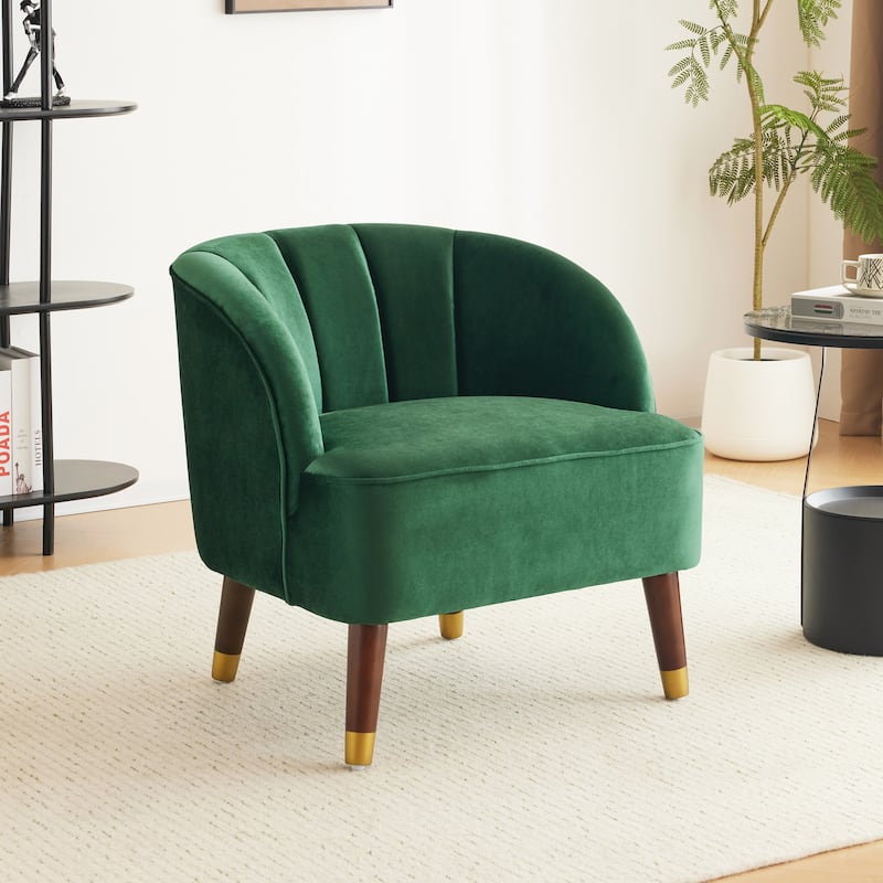 Roomfitters Modern Accent Chair with Wooden Legs, Upholstered Chairs, Stylish and Comfortable Design, for Living Room or Bedroom - Green