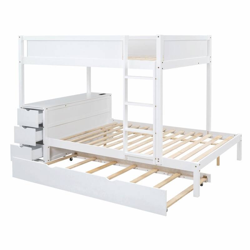 Full-Over-Full Bunk Bed with Twin Trundle, Storage & Built-In Desk