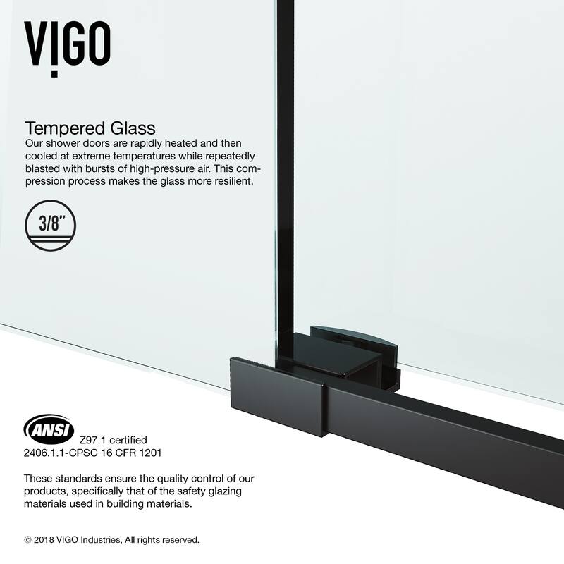 VIGO Elan 56" to 60" W x 66" H Frameless Sliding Tub Door