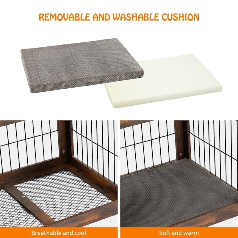 3-Doors Dog Crate Furniture, with 2 Drawers