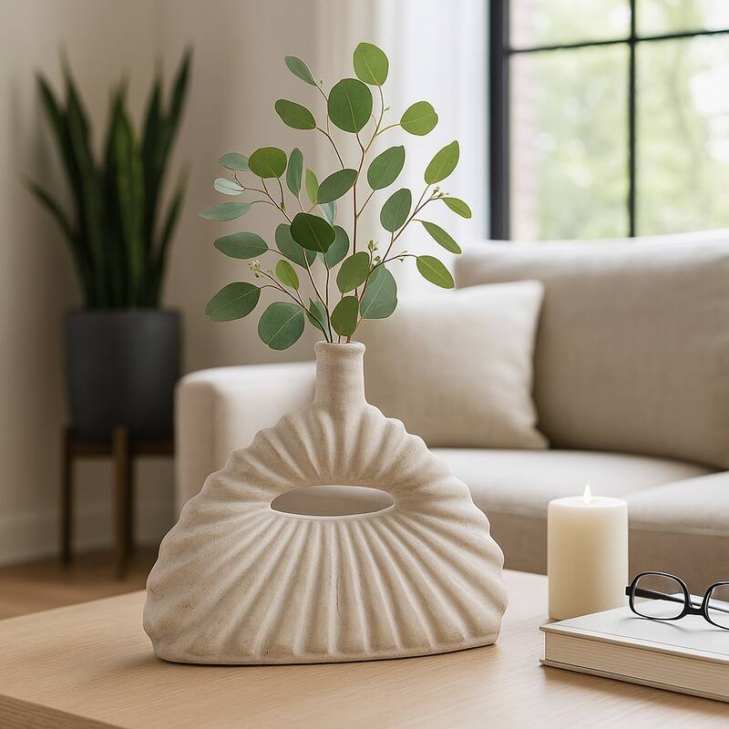 Decorative Vase - Ivory Ceramic Styling