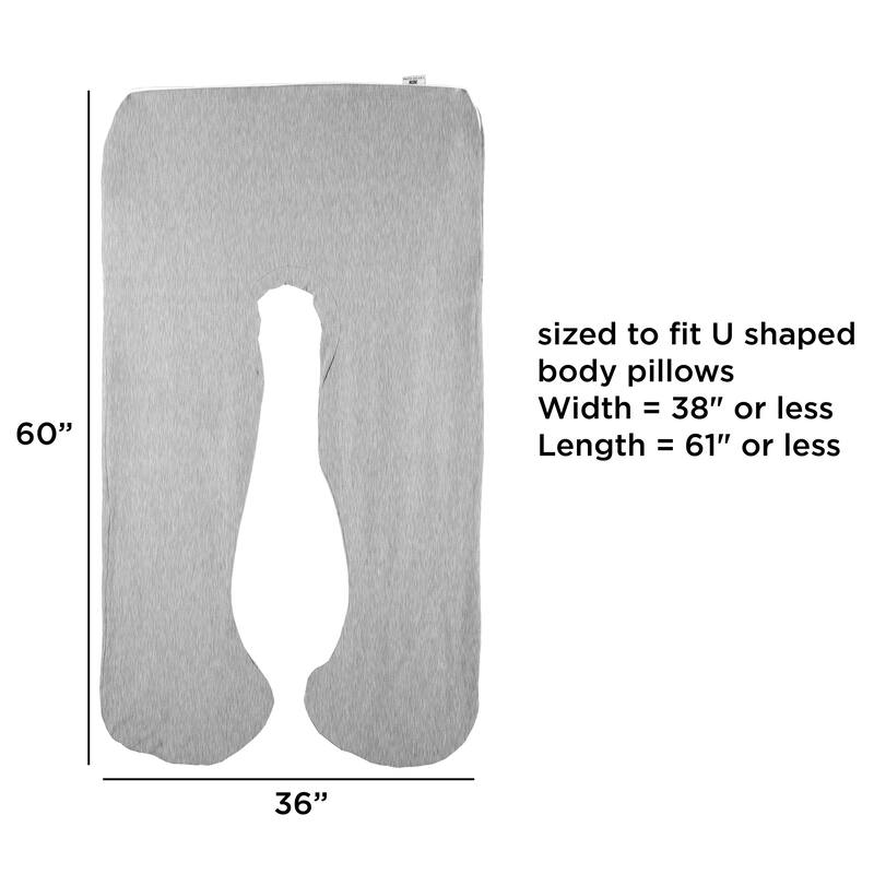 Full Body Pillow Cover - U-Shaped 100% Jersey Cotton Pillowcase by Lavish Home (Gray)