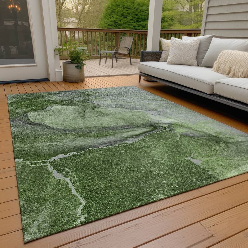 Machine Washable Indoor/ Outdoor Abstract Chantille Rug