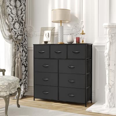 Pellebant Fabric Wide Dresser Storage Tower with 9 Drawers