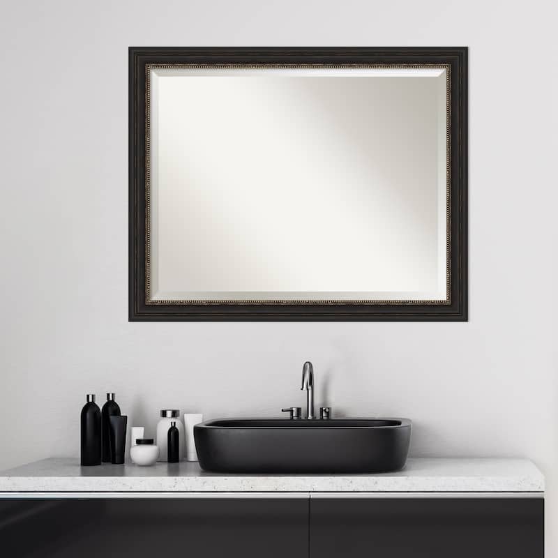 Beveled Bathroom Wall Mirror - Accent Bronze Narrow Frame