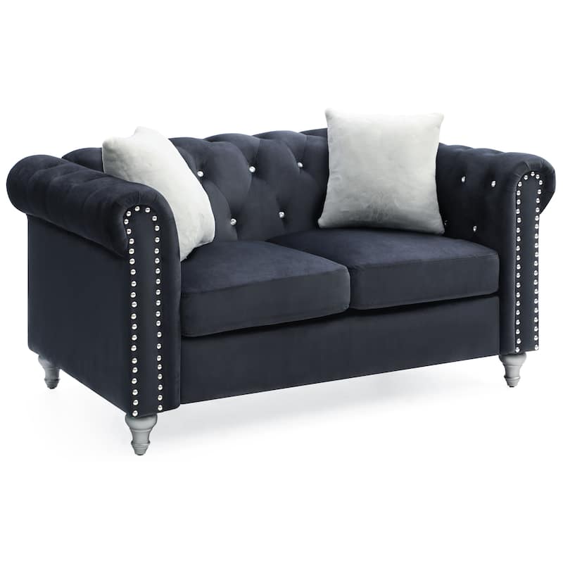 Raisa Microsuede Velvet Tufted Loveseat