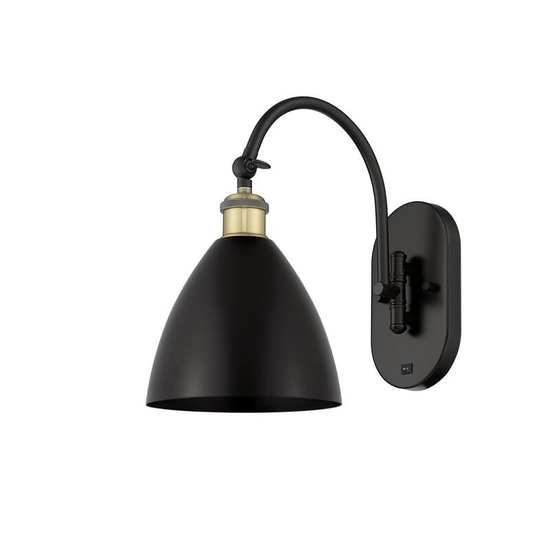 Innovations Lighting 518-1W-14-8 Bristol Sconce Bristol Glass 14" Tall - Black Antique Brass / Matte Black