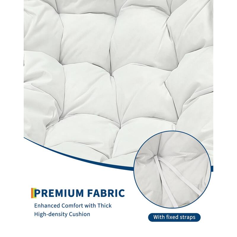 Outdoor Rocking Chair, Oversized Wicker Lounge Chair with Cushion and Metal Frame