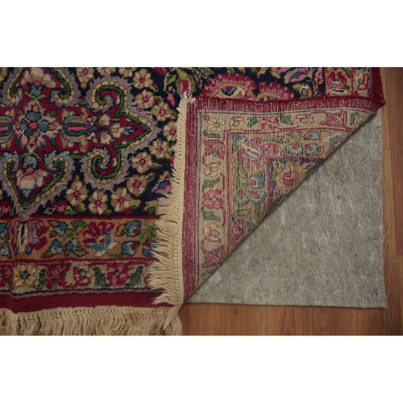 Hand Knotted Oriental 100% Wool Carpet Traditional Floral Pink Kerman Area Rug - 13' 10'' X 9' 9''