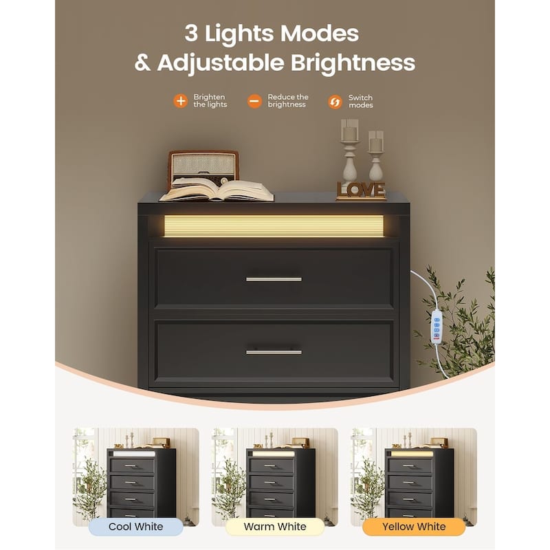 Dresser for Bedroom with Drawers Mid-Century Modern Dresser 3 Color Lights