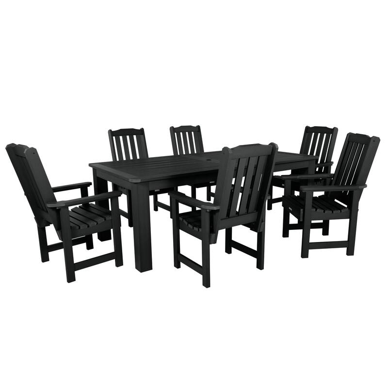 Lehigh 7-piece Outdoor Dining Set - 42" x 84" Table, Dining Height - Black