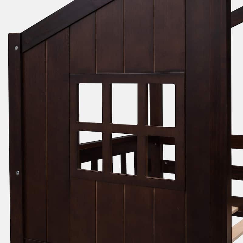 Twin Over Twin House Bunk Bed With Ladder
