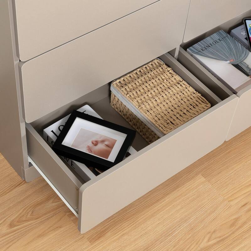 Six-Drawer Dresser Cabinet with Flat Drawer Corners