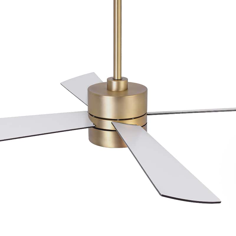52" Black/ Distressed Brass Dimmable RGB Smart Ceiling Fan with Light and Remote, App Control
